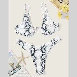Underwire Snakeskin White Bikini